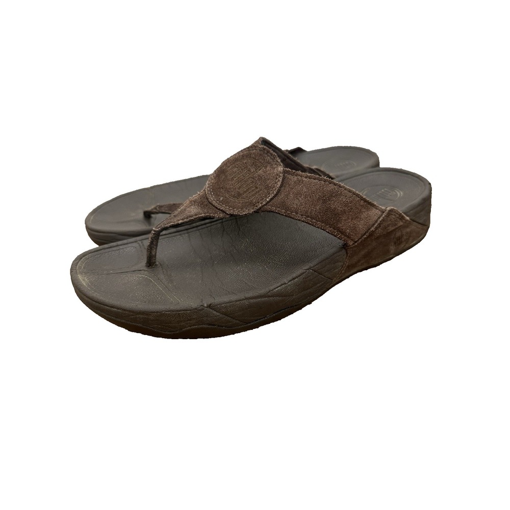 Fit Flop Mens Leather Sandal Size 9 Brown Comfort Vacation Coastal Riviera Yacht